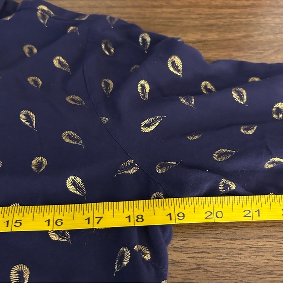 Solitaire Navy Blue Button Down Shirt with Gold Accents - Picture 7 of 9